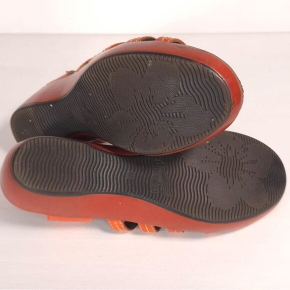 Dansko LEATHER Sandals Women Strappy Drea Tangerine Slingback Wedge EU 40 US 9.5 - Picture 13 of 13